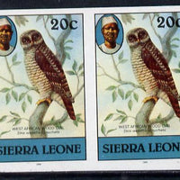 Sierra Leone 1983 Wood Owl 20c in unmounted mint IMPERF pair (as SG 767)
