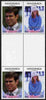 Tuvalu - Nanumaga 1986 Royal Wedding (Andrew & Fergie) 60c perf inter-paneau gutter block of 4 (2 se-tenant pairs) overprinted SPECIMEN in silver (Italic caps 26.5 x 3 mm) unmounted mint from Printer's uncut proof sheet