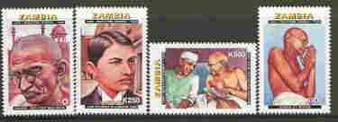 Zambia 1998 50th Death Anniversary of Gandhi set of 4 unmounted mint, SG 774-777*
