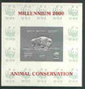 Batum 2000 WWF - Buffalo imperf sheetlet on shiney card with design embossed in silver opt'd 'Millennium 2000, Animal Conservation' in red