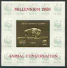 Batum 2000 WWF - Buffalo imperf sheetlet on shiney card with design embossed in gold opt'd 'Millennium 2000, Animal Conservation' in red