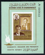 Aden - Kathiri 1967 Lincoln & Kennedy imperforate miniature sheet unmounted mint (Mi BL 14B)