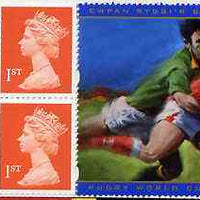 Great Britain 1999 Booklet containing 4 x 1st class stamps plus Rugby World Cup Commemorative label. pristine