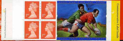 Great Britain 1999 Booklet containing 4 x 1st class stamps plus Rugby World Cup Commemorative label. pristine