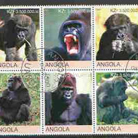 Angola 2000 Primates perf set of 6 very fine cto used