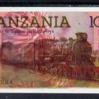 Tanzania 1985 Railways 10s (SG 431) IMPERF printed over 1986 Flowers 5s (SG 475) unusual unmounted mint