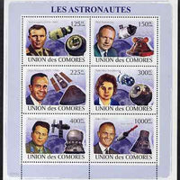 Comoro Islands 2009 Astronauts & Space perf sheetlet containing 6 values unmounted mint, Michel 2009-14