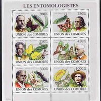 Comoro Islands 2009 Entomologists & Butterflies perf sheetlet containing 6 values unmounted mint, Michel 2044-9