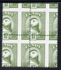Lundy 1982 Puffin def 17p green with superb misplacement of horiz and vert perfs unmounted mint block of 4