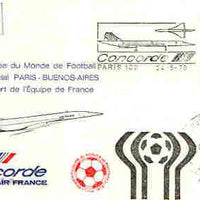 France 1978 Air France flight post card for World Cup Football (Paris to Buenos Aires) with illustrated Concorde cancel