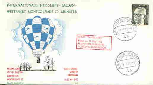 Germany - West 1972 International Hot Air Balloon Competition cover (illustrated) with G-AZIP 'Dante' cachet