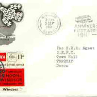 Great Britain 1961 Europa 50th Anniversary of first Aerial Post illustrated commem cover with 11d BEA Hendon to Windsor label and special 50th Anniversary cancel