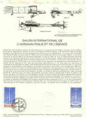 France 1979 International Aeronautics and Space Exhibition stamp affixed to document (20-79) with illustrated Concorde first day cancel, printed stamp in blue only plus official die stamp.