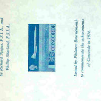 Exhibition souvenir sheet for 1976 Philatex (Bournemouth) showing unaccepted Concorde stamp