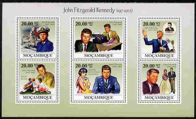 Mozambique 2009 John F Kennedy perf sheetlet containing 6 values unmounted mint