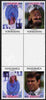 Tuvalu - Nanumaga 1986 Royal Wedding (Andrew & Fergie) 60c perf tete-beche inter-paneau gutter block of 4 (2 se-tenant pairs) overprinted SPECIMEN in silver (Italic caps 26.5 x 3 mm) unmounted mint from Printer's uncut proof sheet
