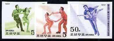 North Korea 1997 Figure Skating Championships imperf set of 3 unmounted mint, as SG N3654-56* (from limited printing)