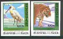 North Korea 1996 World Conservation Union imperf set of 2 (Tiger & Spoonbill) unmounted mint as SG N3630-31