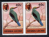 Sierra Leone 1983 Blue Breasted Kingfisher 40c (with 1983 imprint) unmounted mint IMPERF pair (as SG 769)