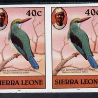 Sierra Leone 1983 Blue Breasted Kingfisher 40c (with 1983 imprint) unmounted mint IMPERF pair (as SG 769)