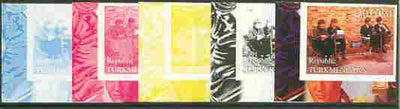 Turkmenistan 2000 The Beatles (From Pop Art sheetlet) the set of 5 imperf progressive proofs comprising the four individual colours plus all 4-colour composite