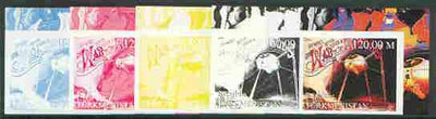 Turkmenistan 2000 War of the Worlds (From Pop Art sheetlet) the set of 5 imperf progressive proofs comprising the four individual colours plus all 4-colour composite