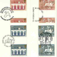 Great Britain 1984 Europa - 25th Anniversary of CEPT set of 4 PHQ cards with appropriate gutter pairs each very fine used with first day cancels