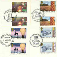 Great Britain 1986 Industry Year set of 4 PHQ cards with appropriate gutter pairs each very fine used with first day cancels