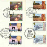 Great Britain 1986 Industry Year set of 4 PHQ cards with appropriate gutter pairs each very fine used with first day cancels