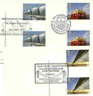 Great Britain 1983 Europa - Engineering Achievements set of 3 PHQ cards with appropriate gutter pairs each very fine used with first day cancels