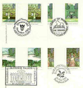 Great Britain 1983 British Gardens set of 4 PHQ cards with appropriate gutter pairs each very fine used with first day cancels