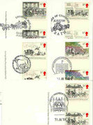 Great Britain 1984 First Mail Coach Run set of 5 PHQ cards with appropriate gutter pairs each very fine used with first day cancels