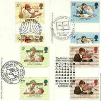 Great Britain 1984 British Council 50th Anniversary set of 4 PHQ cards with appropriate gutter pairs each very fine used with first day cancels