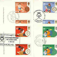 Great Britain 1981 Duke of Edinburgh Award Scheme set of 4 PHQ cards with appropriate gutter pairs each very fine used with first day cancels