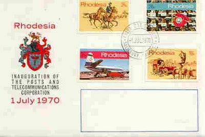 Rhodesia 1970 Inauguration of Posts & Telecommunications Corp set of 4 on illustrated cover with first day cancel, SG 453-56