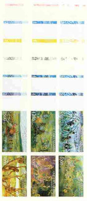 Sakhalin Isle 1997 Prehistoric Man sheetlet containing complete set of 6 values, the set of 7 imperf progressive proofs comprising the 4 individual colours plus 2, 3 & all 4-colour composite unmounted mint