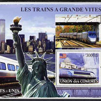 Comoro Islands 2009 American Railways perf s/sheet unmounted mint, Michel BL441