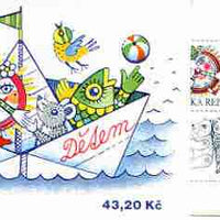 Booklet - Czech Republic 2000 For Children 43k20 booklet (containing 8 x 5k40 stamps showing Clock & Bird plus 2 labels showing Toys)