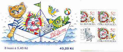 Booklet - Czech Republic 2000 For Children 43k20 booklet (containing 8 x 5k40 stamps showing Clock & Bird plus 2 labels showing Toys)