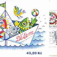 Czech Republic 2000 For Children 43k20 booklet (containing 8 x 5k40 stamps showing Clock & Bird plus 2 labels showing Toys)