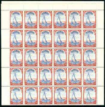 Bermuda 1938-52 KG6 Yacht 2d ultramarine & scarlet in complete,sheet of 60 unmounted mint, with comb perf (SG 112a)