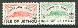 Jethou 1962 Europa (View of Island & Crest) perf set of 2 unmounted mint*