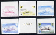 Belize 1983 World Communications $2 MV Heron Mail Ship x 6 imperf progressive proofs comprising various individual or composite colours unmounted mint