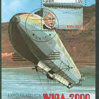 Cuba 2000 WIPA 2000 Stamp Exhibition (Zeppelin Airship) perf m/sheet fine cto used