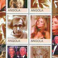 Angola 2000 Legends of the 20th Century perf sheetlet containing 6 values (Houdini, Spielberg, Woody Allen, Strisand, Kirk Douglas & Einstein) unmounted mint