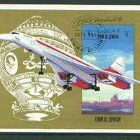Umm Al Qiwain 1972 International Airlines imperf m/sheet (Concorde & Balloon) fine cto used, Mi BL 47B