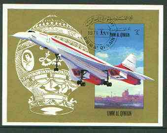 Umm Al Qiwain 1972 International Airlines imperf m/sheet (Concorde & Balloon) fine cto used, Mi BL 47B