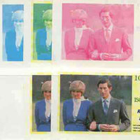 Iso - Sweden 1982 Royal Baby opt on Royal Wedding 1000 deluxe sheet (Charles & Di), the set of 8 imperf progressive proofs comprising the individual colours plus various colour combinations unmounted mint