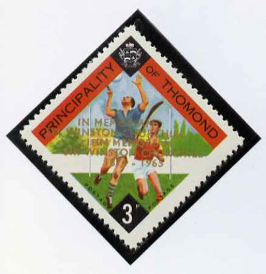 Thomond 1965 Hurling 3d (Diamond-shaped) with 'Sir Winston Churchill - In Memorium' overprint in gold with opt doubled unmounted mint*