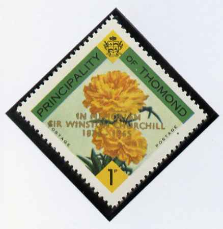Thomond 1965 Carnation 1d (Diamond-shaped) with 'Sir Winston Churchill - In Memorium' overprint in gold unmounted mint*